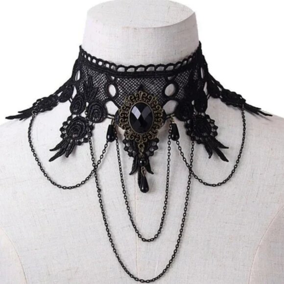 NEW Dolls Kill Handmade Delicate Fate Black Lace Choker Necklace - Picture 10 of 11